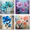 Paint By Numbers Flower Kit for Adults Beginners – 4 Pack Framed 8x8 Inch DIY Acrylic Paint by Numbers Canvas Set, Easy Floral Wall Art Painting Kit for Home Decor & Gift